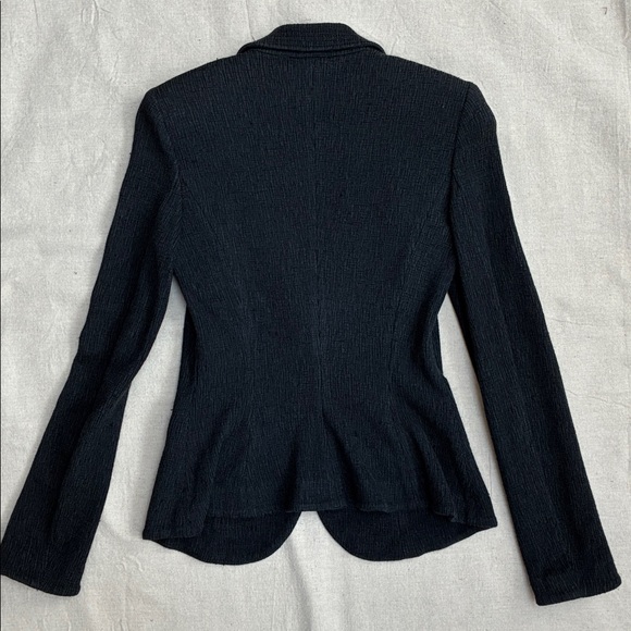 Armani Collezioni Black Textured Single-Button Blazer, 2, Made in Italy - Picture 5 of 5